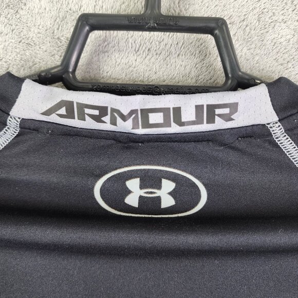 Mens Black Under Armour HeatGear Compression Shirt Long Sleeve Crew Neck Size L - Picture 7 of 11